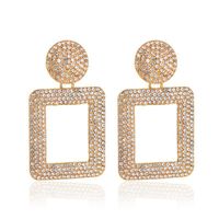Boucles D&#39;oreilles Géométriques À Double Cercle À La Mode Avec Diamants En Gros Nihaojewelry sku image 4
