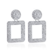 Boucles D&#39;oreilles Géométriques À Double Cercle À La Mode Avec Diamants En Gros Nihaojewelry sku image 5