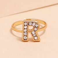 Korean Fashion All-match Ring Simple Trendy Diamond R Letter Ring Wholesale sku image 1