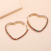 New Trend Exaggerated Wild Fashion Simple Retro Hollow Diamond Love Earrings sku image 1