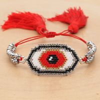 Fashion Ethnic Style Antique Rice Beads Hand-woven Demon Eye Bracelet For Women sku image 1