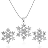 New Simple Micro-inlaid Diamond Snowflake Pendant Necklace Snowflake Earrings Set sku image 2