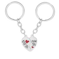New English Big Middle Little Two-petal Love Stitching Necklace Key Chain Set sku image 1