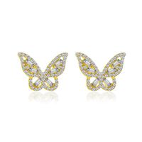 Nouvelle Mode Simple Zircon Papillon Dames Boucles D'oreilles En Alliage De Cristal Sauvage En Gros sku image 1