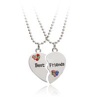 Fashion All-match Hot-selling Best Friends Diamond Stitching Letter Love-shaped Alloy Necklace sku image 1