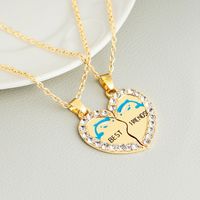 Fashion New Best Friends Love Dolphin Diamond Alloy Pendant Necklace sku image 1