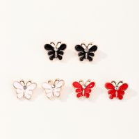Korean Oil Drop Cartoon Butterfly Cute Pearl All-match Earrings Wholesale main image 4