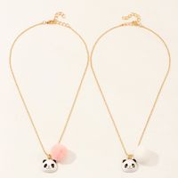 Chinese Style Cute Panda Alloy Dripping Oil Necklace Creative Animal Short Necklace Wholesale main image 1