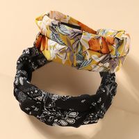 Korean New Tie-dye Gradient Color Leopard Print Wide Side Cross All-match Headband Hair Accessories main image 1