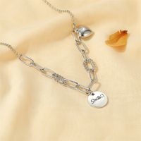 New Retro Hip Hop Style English Letter Smile Round Card Love-shaped Alloy  Necklace main image 5