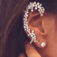 New Inlaid Crystal Exaggerated Fashion Single Earrings Full Diamond Ear Clip Wholesale Nihaojewelry main image 3