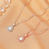 New Fashion Simple Drop Crystal Opal Pendant Necklace Clavicle Chain For Women main image 3