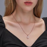 New Fashion Simple Drop Crystal Opal Pendant Necklace Clavicle Chain For Women main image 6