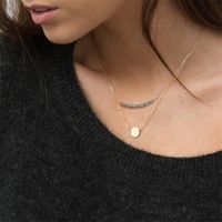 Nouveau Collier En Acier Inoxydable Double En Cristal De Perles Fait Main Simple Pour Les Femmes main image 1