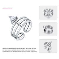 925 Silver Open Triangle Zircon Ring Retro Multi-layer Silver Ring Wholesale main image 3