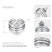 925 Silver Open Triangle Zircon Ring Retro Multi-layer Silver Ring Wholesale main image 4