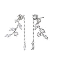 Boucles D&#39;oreilles En Zircon Micro-incrusté En Argent 925 Avec Feuille De Mode Pour Femmes main image 2