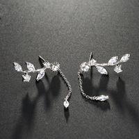 New Trend Fashion Leaf 925 Silver Micro-inlaid Zircon Earrings For Women main image 3