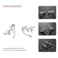 Boucles D&#39;oreilles En Zircon Micro-incrusté En Argent 925 Avec Feuille De Mode Pour Femmes main image 4