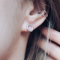 Hot-saling Simple Stainless Steel Hollow Geometric Round Women's 316l Earrings main image 2