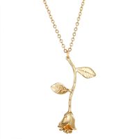 Fashion Simple Alloy Metal Three-color Rose Alloy Pendant Clavicle Chain Necklace main image 6