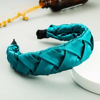 Korean Monochromatic Satin Cloth All-match Outer Starting Hoop Hollow Weaving Bangs Headband main image 3