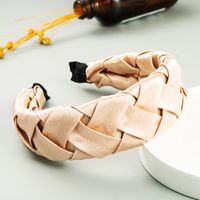 Korean Monochromatic Satin Cloth All-match Outer Starting Hoop Hollow Weaving Bangs Headband main image 4