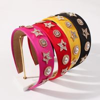 New Alloy Solid Color Baroque Full Of Diamonds Wide-sided Big Headband For Women main image 1