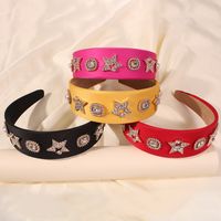 New Alloy Solid Color Baroque Full Of Diamonds Wide-sided Big Headband For Women main image 3