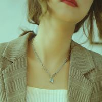 Hot Sale Titanium Steel Small Peach Heart Love-shaped Necklace main image 5