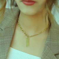 New Simple Square Titanium Steel Niche Clavicle Chain Necklace For Women main image 2