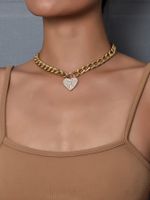 Fashion New Full Diamond Peach Heart Pendant Women's Y-shaped Alloy Necklace Wholesale main image 2