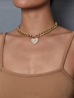 Mode Nouveau Collier En Alliage En Forme De Y De Pendentif Coeur De Pêche De Diamant Complet En Gros main image 2