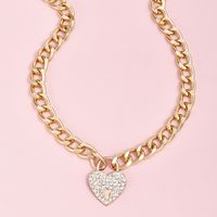 Fashion New Full Diamond Peach Heart Pendant Women's Y-shaped Alloy Necklace Wholesale main image 4