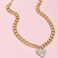 Fashion New Full Diamond Peach Heart Pendant Women's Y-shaped Alloy Necklace Wholesale main image 5