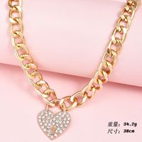 Fashion New Full Diamond Peach Heart Pendant Women's Y-shaped Alloy Necklace Wholesale main image 6
