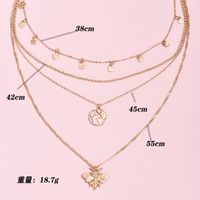 Fashion Simple Disc Bee World Map Pendant Multi-layer Women's Alloy Necklace main image 6
