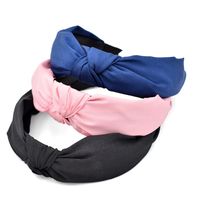 New  Four-sided Elastic Korean Goddess Simple Fabric Cross Solid Color Headband main image 1