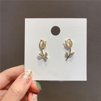 Korea's New S925 Silver Needle Opal Diamond Flower Earrings Wholesale Nihaojewelry main image 5