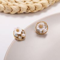 S925 Silver Needle Flower Geometric Round Hollow Diamond Simple Pearl Earrings Wholesale Nihaojewelry main image 5