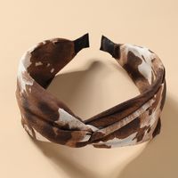 Korean New Tie-dye Gradient Color Leopard Print Wide Side Cross All-match Headband Hair Accessories sku image 2