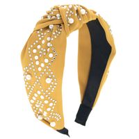Hot Sale Satin Cloth Knotted Beaded Pearl Plastic Diamond Six-color Hair Accessories Fashion Headband sku image 3
