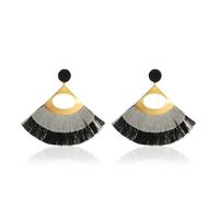 New Exaggerated Double-layer Fan-shaped Bohemian Retro Tassel Earrings Wholesale Nihaojewelry sku image 2