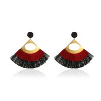 New Exaggerated Double-layer Fan-shaped Bohemian Retro Tassel Earrings Wholesale Nihaojewelry sku image 4