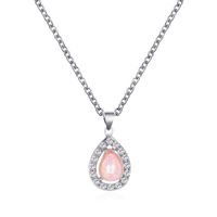 New Fashion Simple Drop Crystal Opal Pendant Necklace Clavicle Chain For Women sku image 2