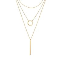 Stainless Steel Geometric Round Pendant 316l Stacked Gold Plated Necklace For Women sku image 2