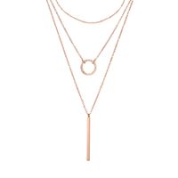 Stainless Steel Geometric Round Pendant 316l Stacked Gold Plated Necklace For Women sku image 3