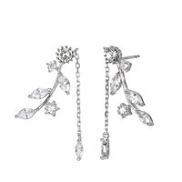 New Trend Fashion Leaf 925 Silver Micro-inlaid Zircon Earrings For Women sku image 1