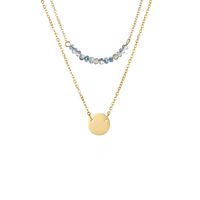 Nouveau Collier En Acier Inoxydable Double En Cristal De Perles Fait Main Simple Pour Les Femmes sku image 1