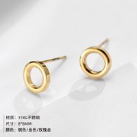 Hot-saling Simple Stainless Steel Hollow Geometric Round Women's 316l Earrings sku image 2